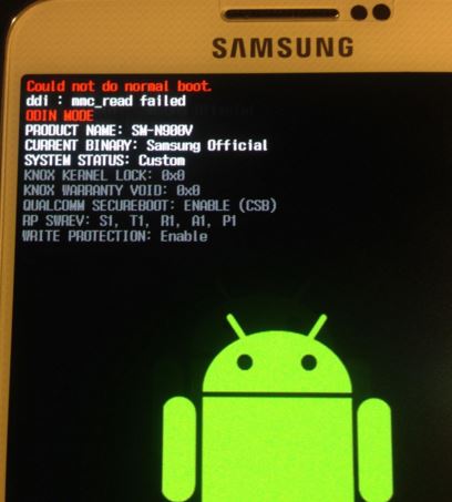 Galaxy Note 4 “Could not do normal boot, mmc_read failed” error, other boot problems
