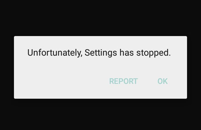 Galaxy J7 settings has stopped