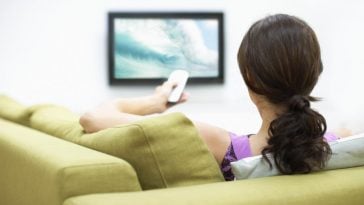 woman watching television