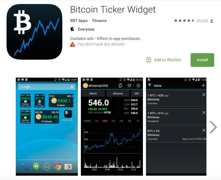 bitcoin ticker widget varies with device apk