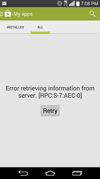 How To Fix Google Play Store Error Retrieving Information From Server Rpc S 7 Aec 0 Error Message