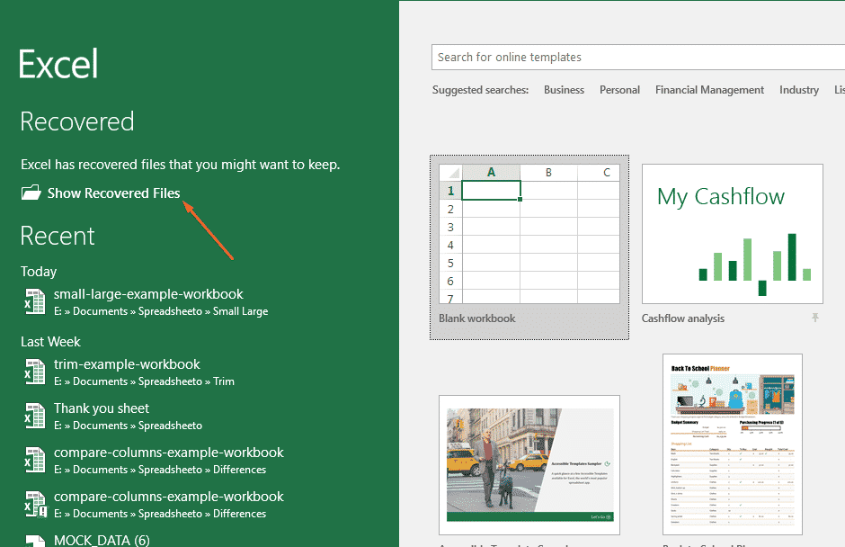 my files are not showing up in autorecovery file for excel mac