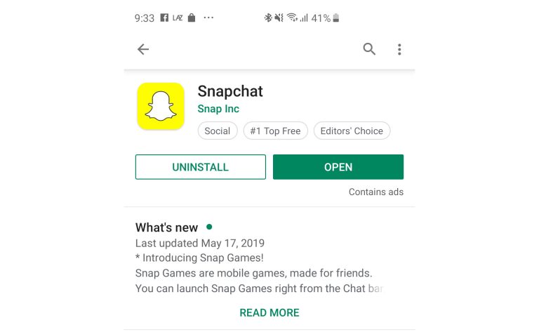 Samsung Galaxy S10e shows “Unfortunately, Snapchat has stopped” error