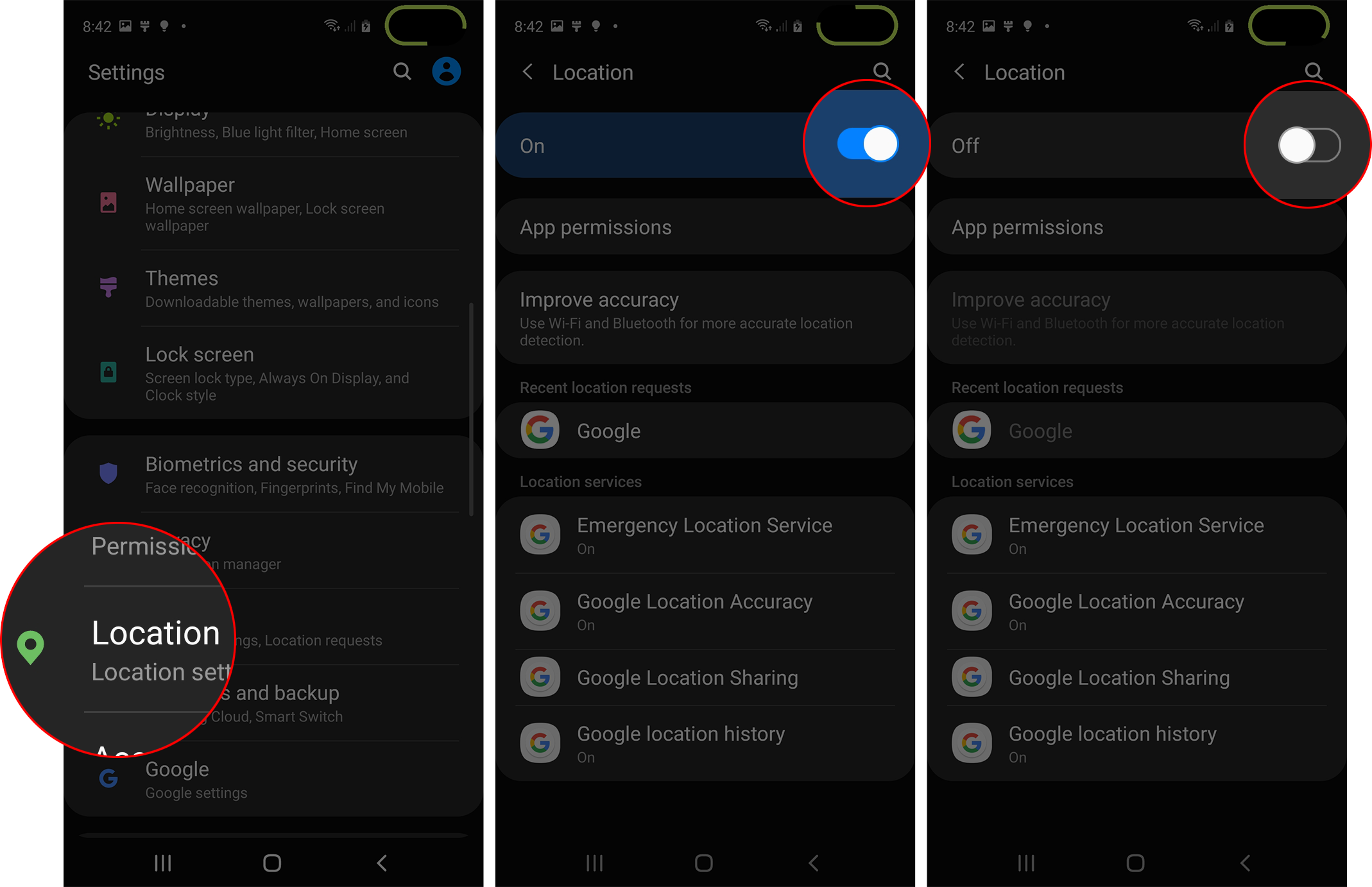 improve galaxy s10 battery life location services