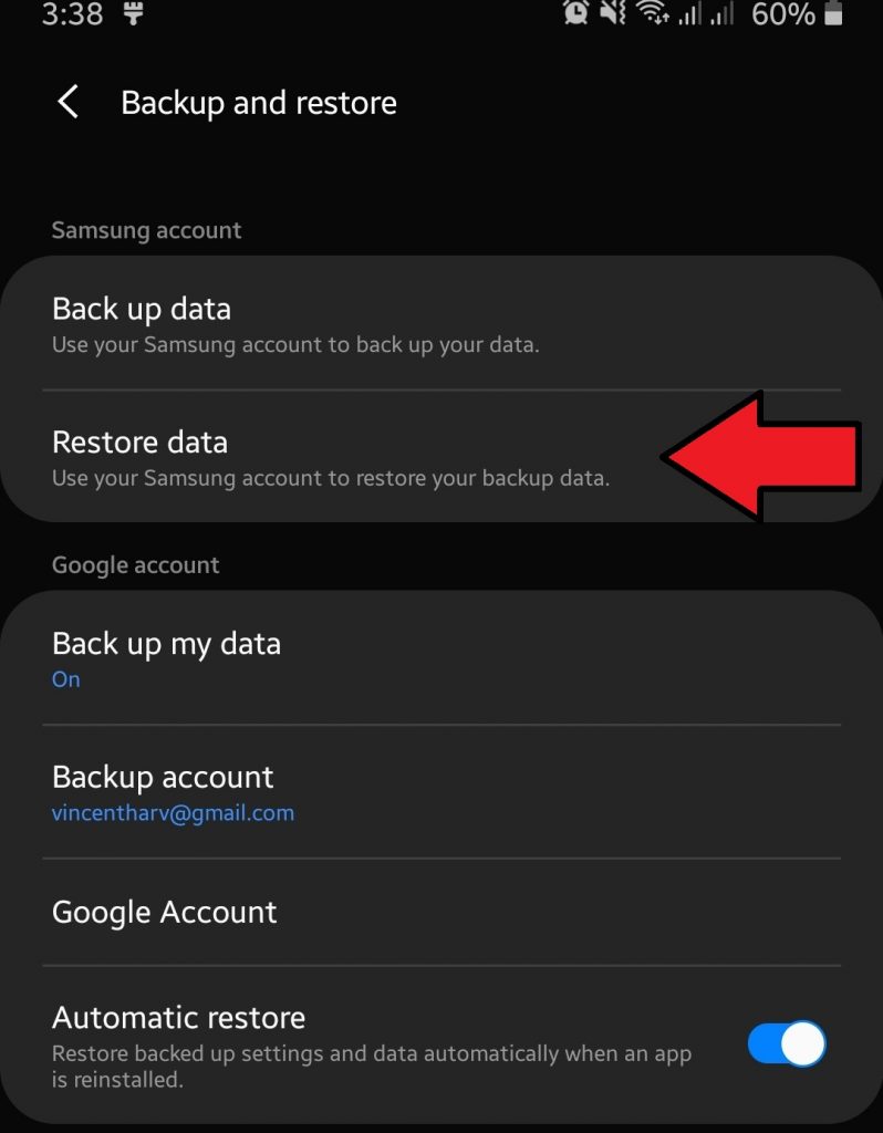 Restore data