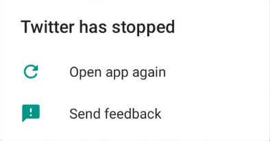 Twitter has stopped error