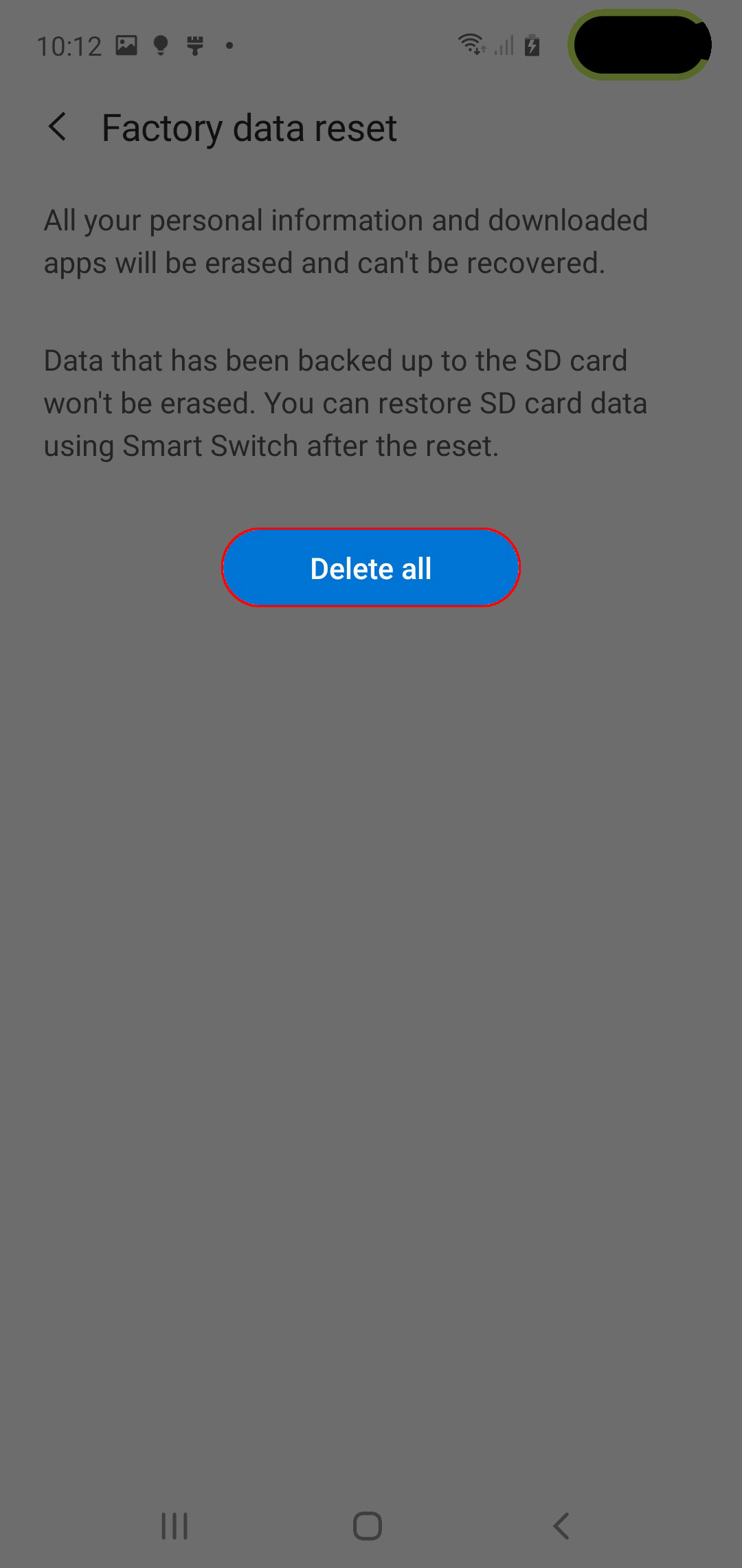 factory reset galaxy s10 delete all