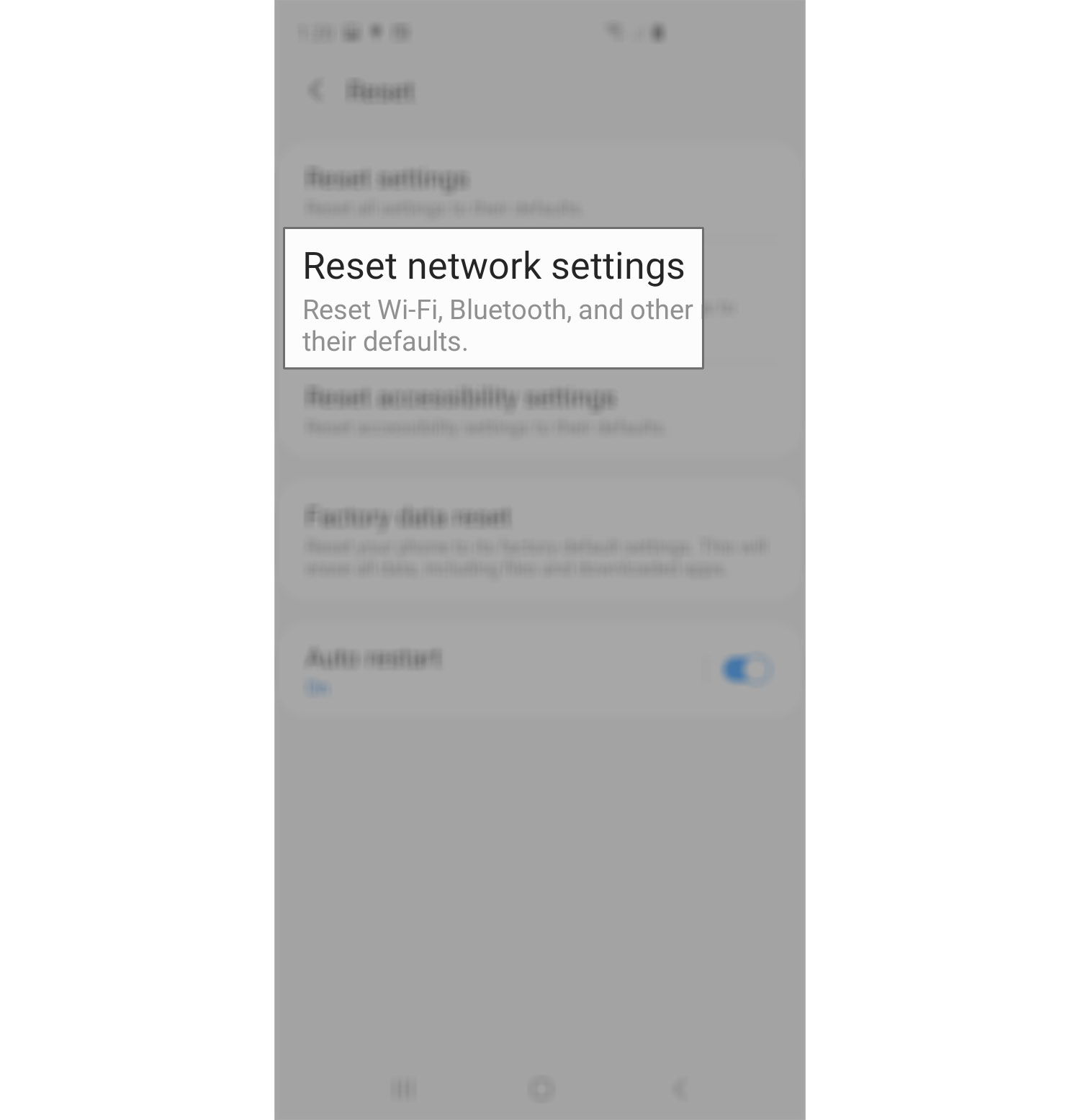 reset network settings galaxy s20