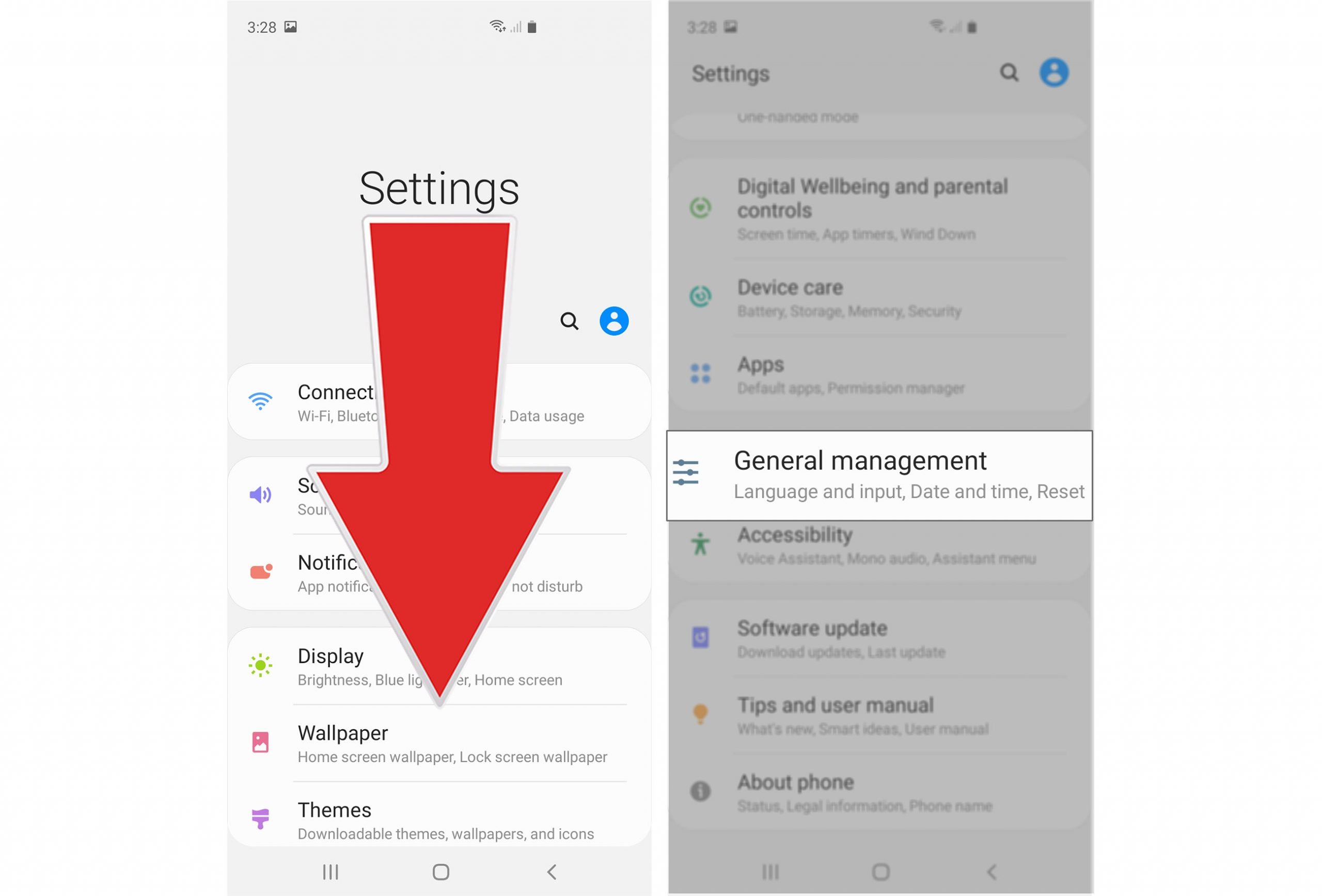 reset accessibility settings galaxy s20 general management