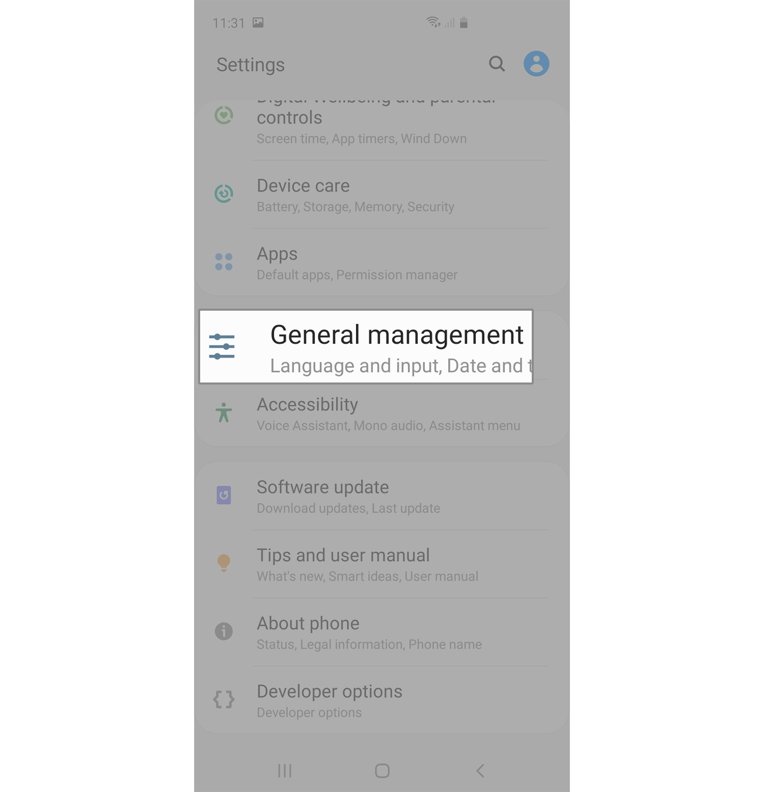 reset galaxy s20 settings general management