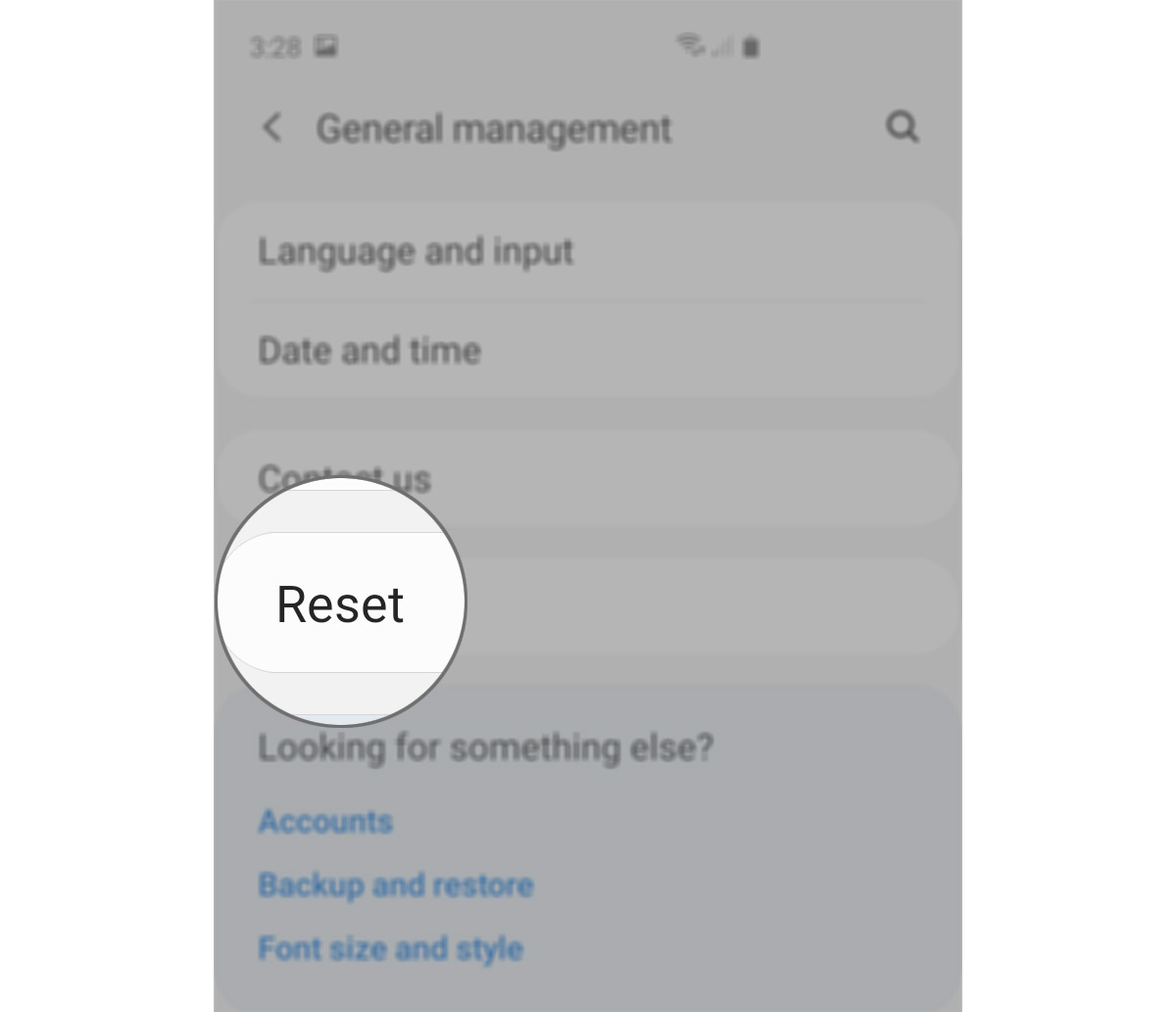reset accessibility settings galaxy s20 reset option
