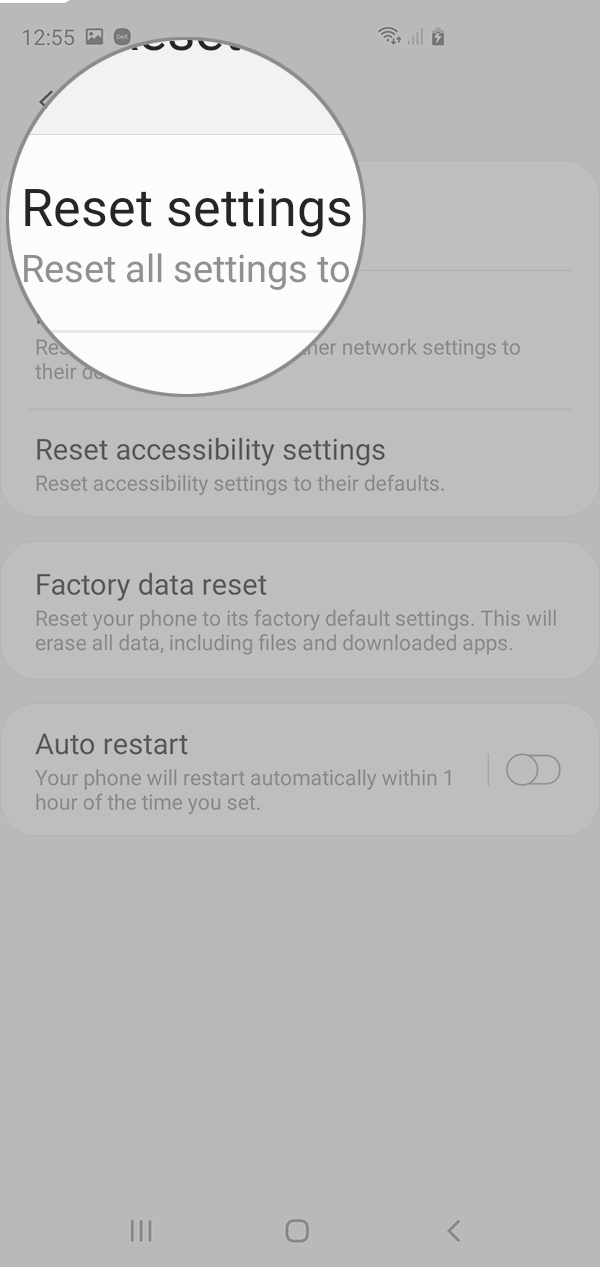 reset all settings galaxy s10 reset settings option