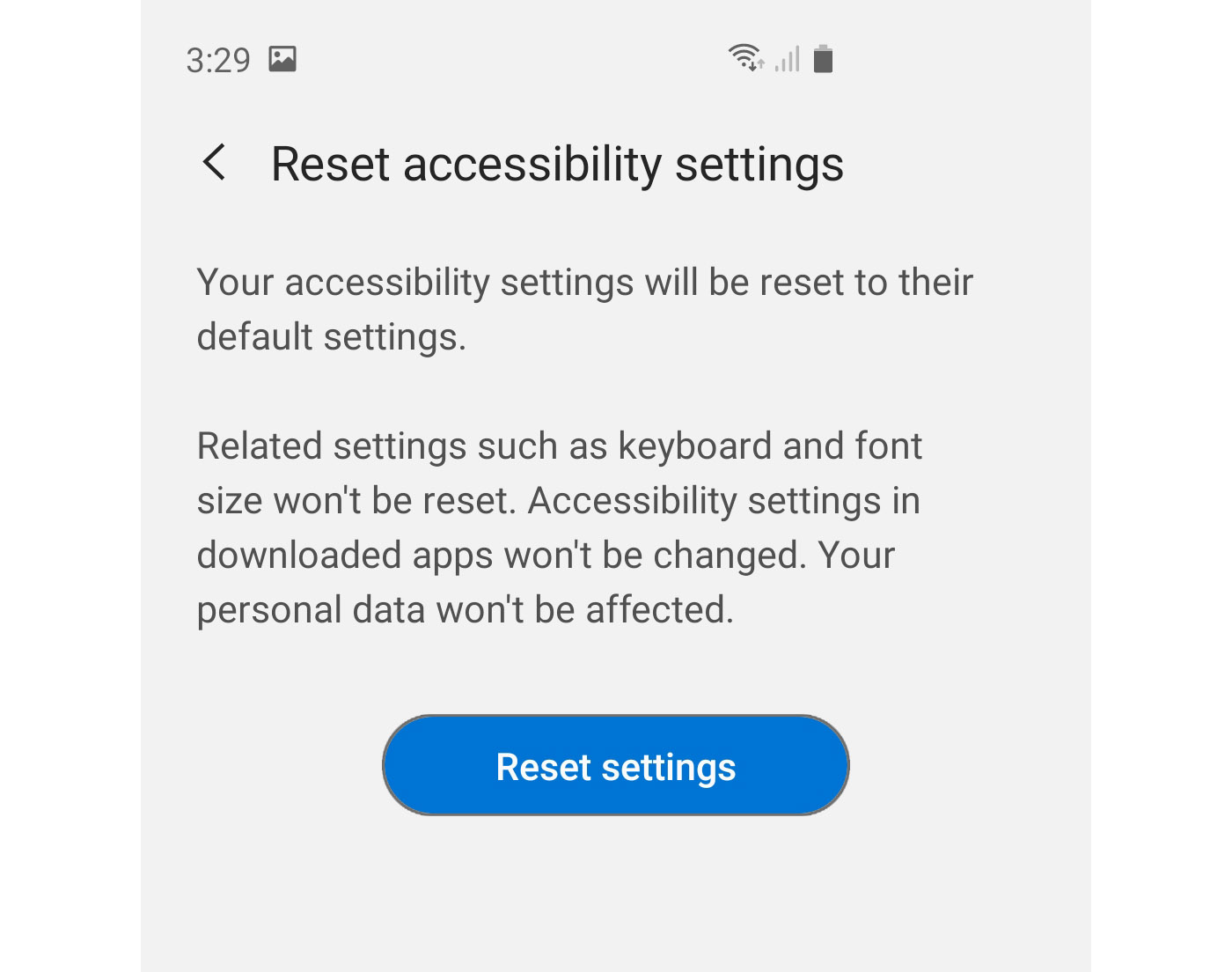 reset accessibility settings galaxy s20 reset settings button