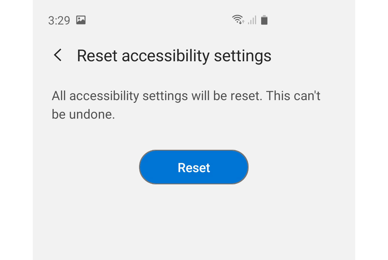 reset accessibility settings galaxy s20 reset done