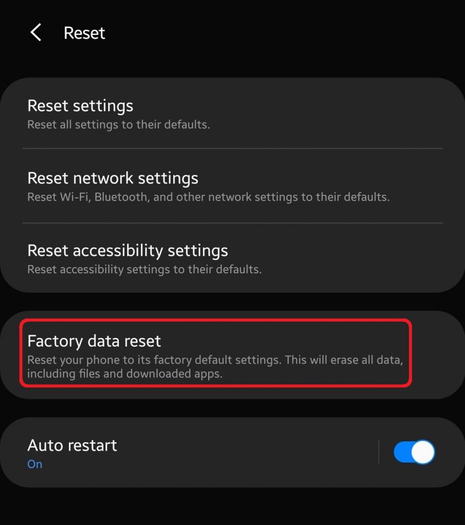 Factory reset 1