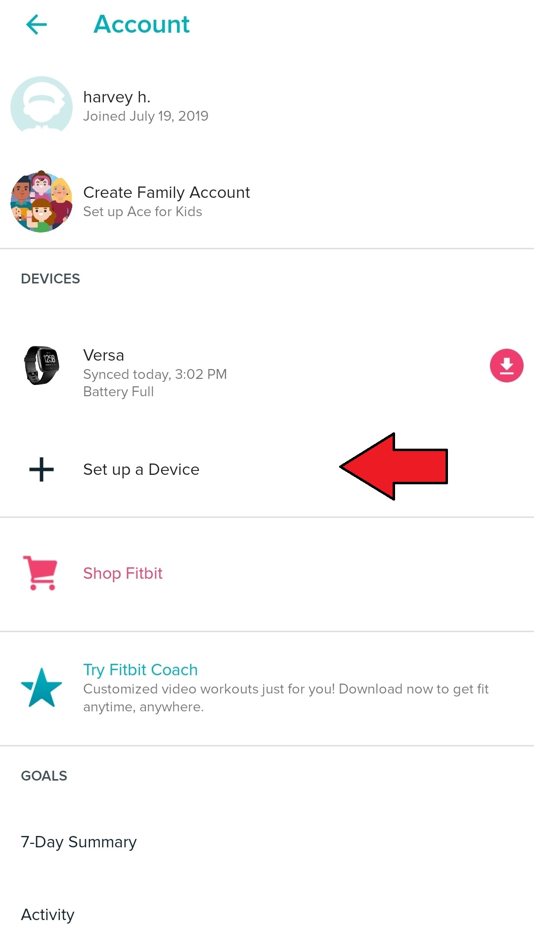 manage apps in fitbit