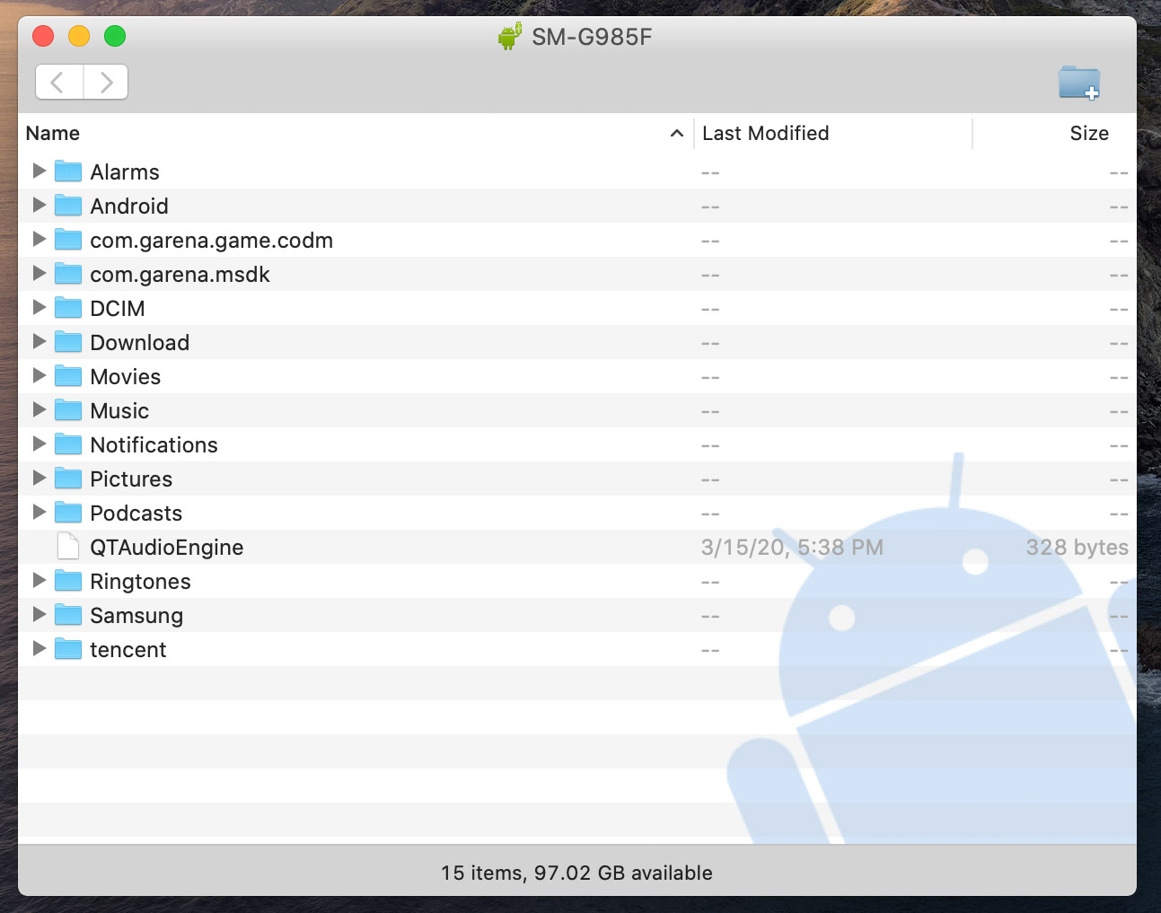 transfer file from galaxy s20 to mac