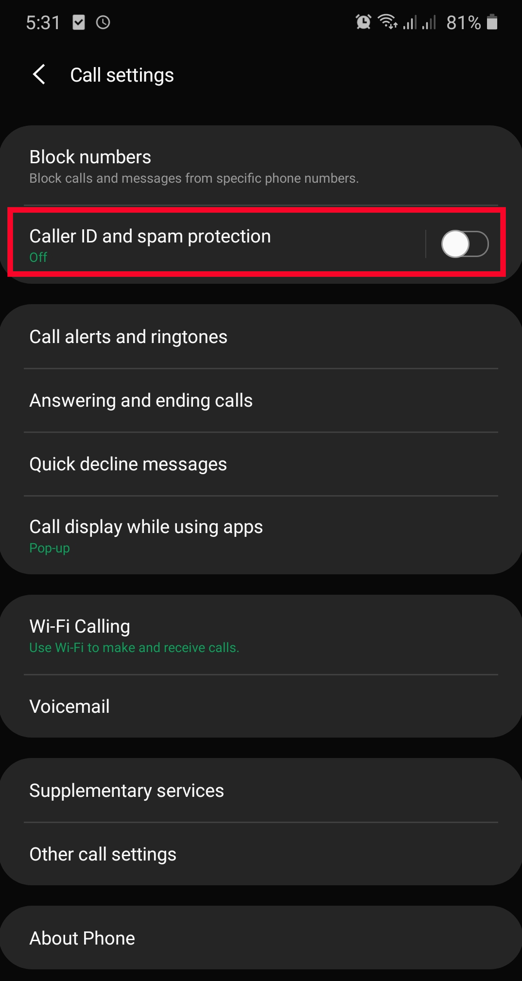 Caller ID spam protection