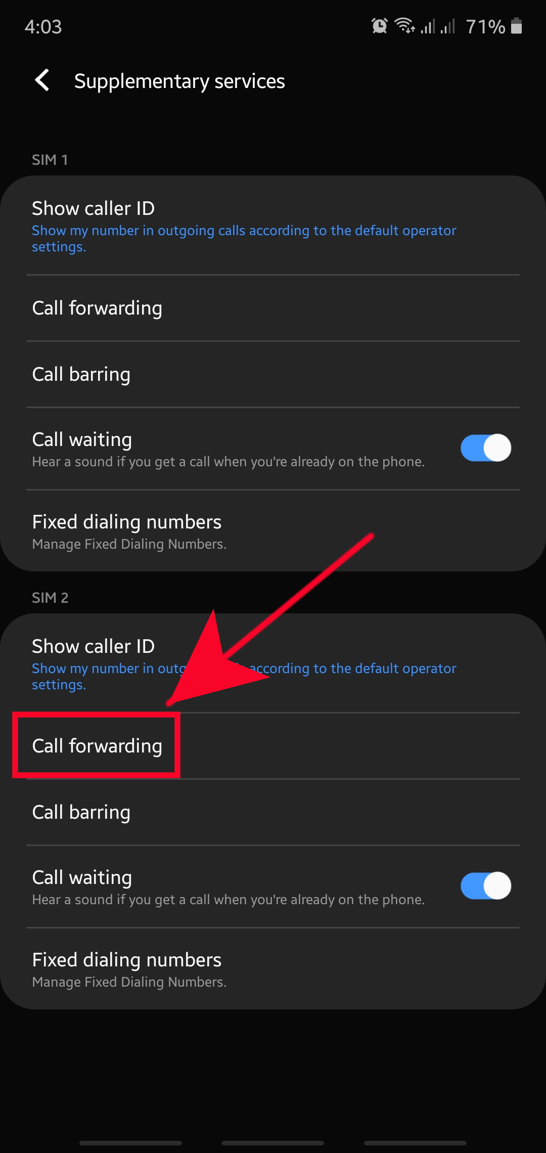 Screenshot 20200306 160311 Call settings 2