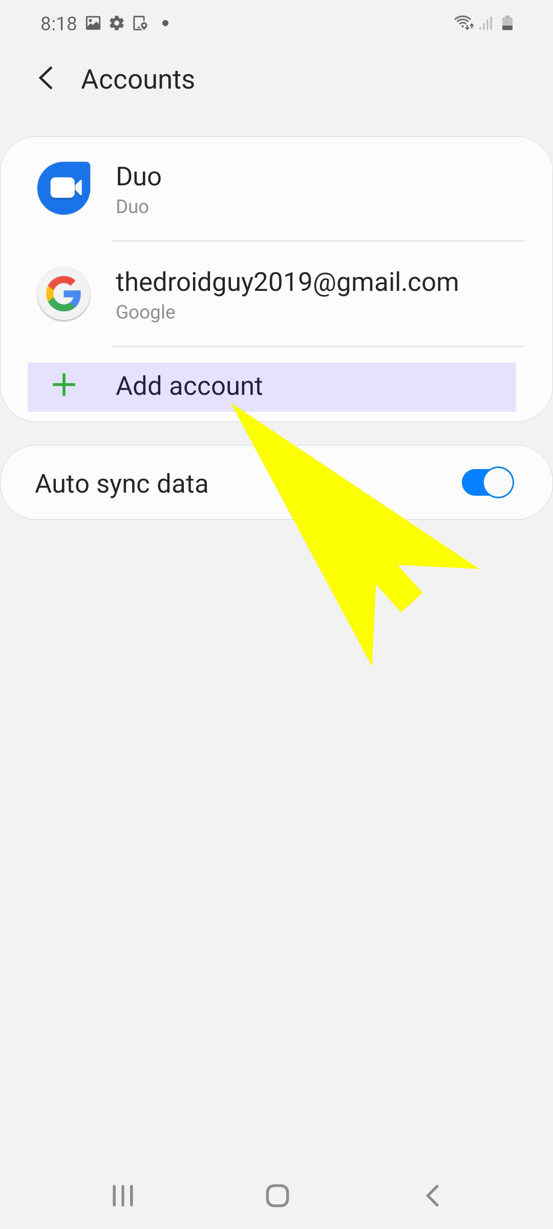 add and remove samsung account - add new account