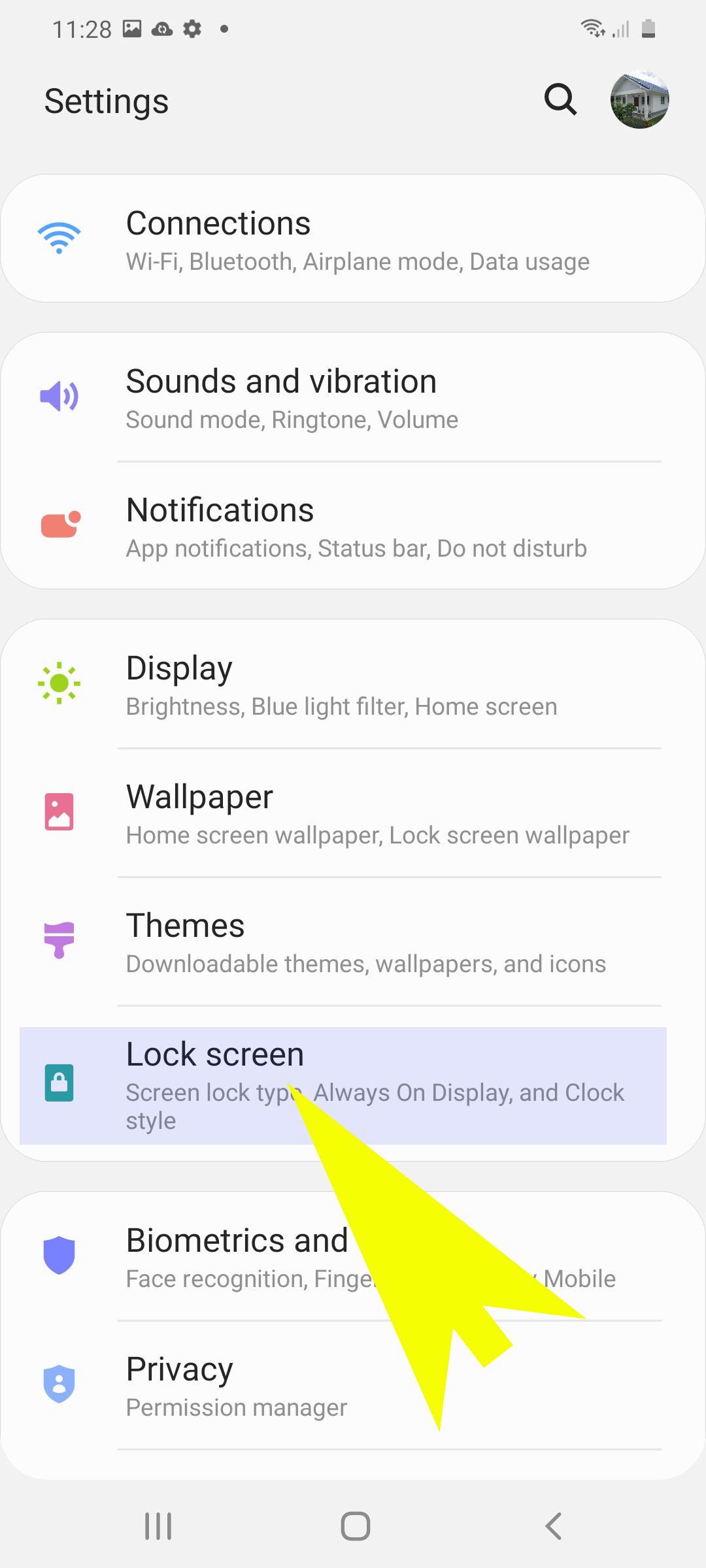 add change lock screen shortcuts on galaxy s20 - lock screen settings