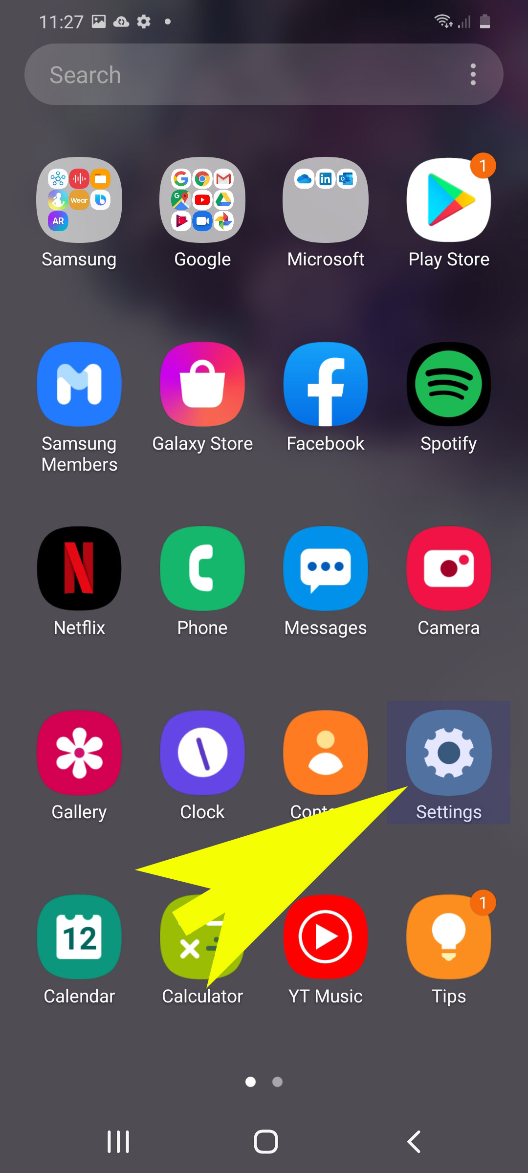 add change lock screen shortcuts on galaxy s20 - open settings menu