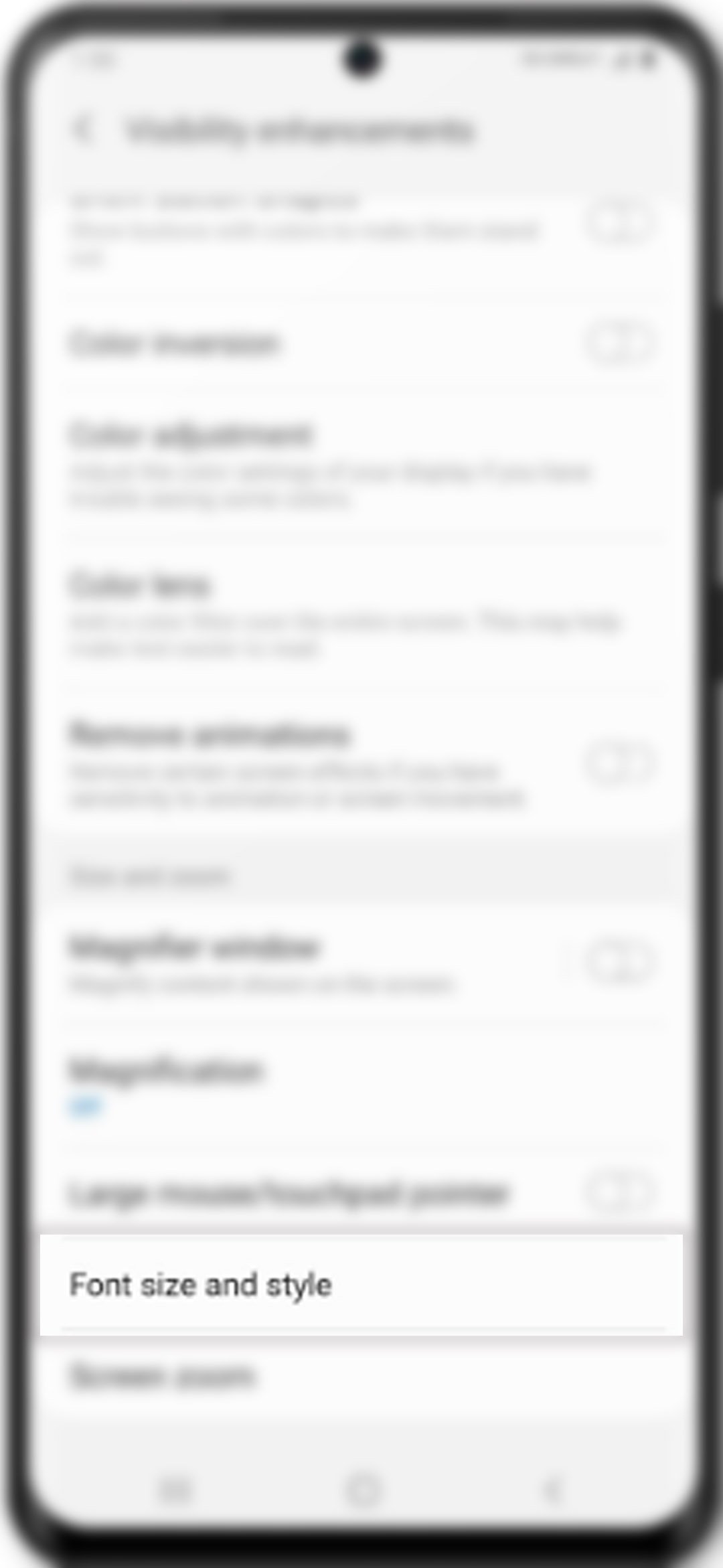 change galaxy s20 font size and style - font size and style menu