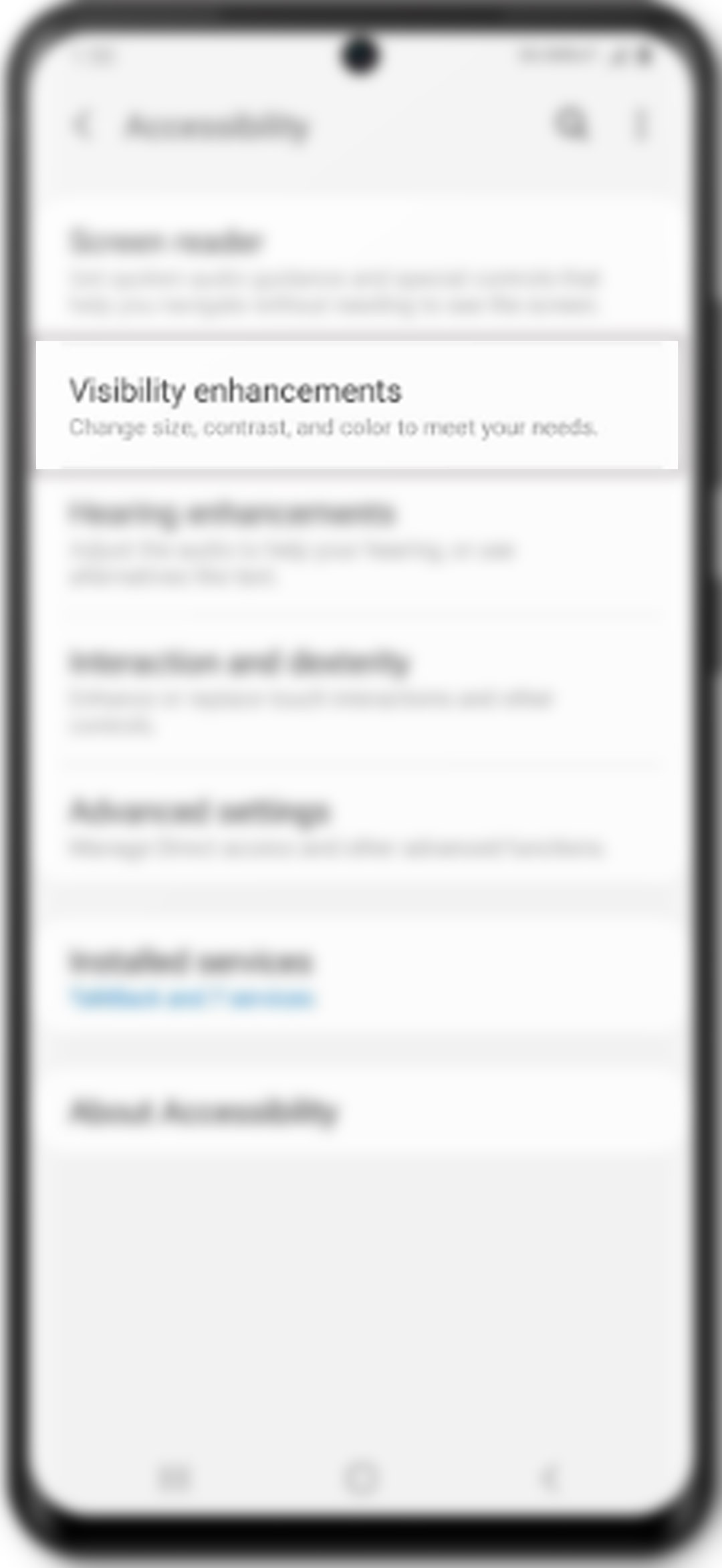 change galaxy s20 font size and style - visibility enhancements