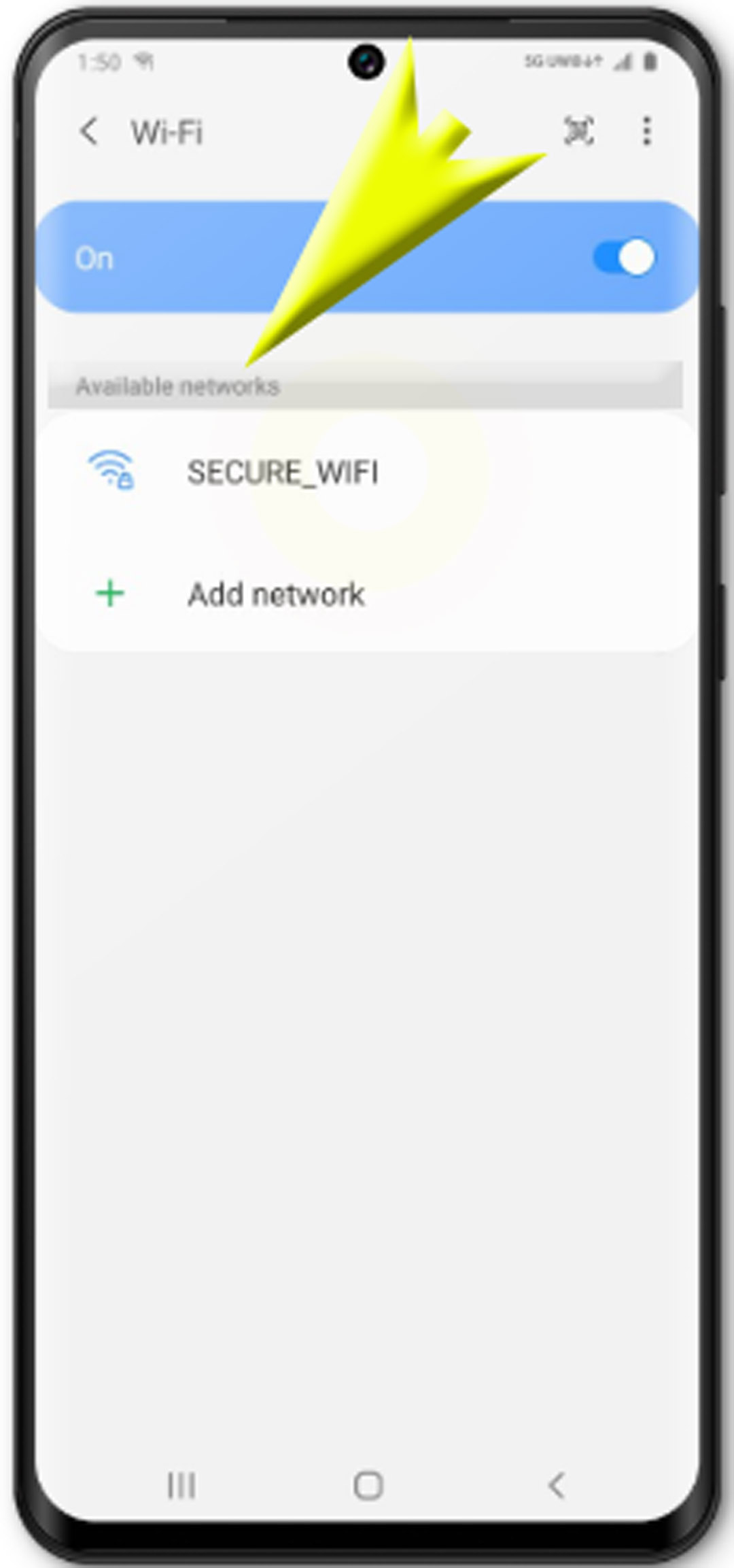 connect galaxy s20 to wifi network - available networks