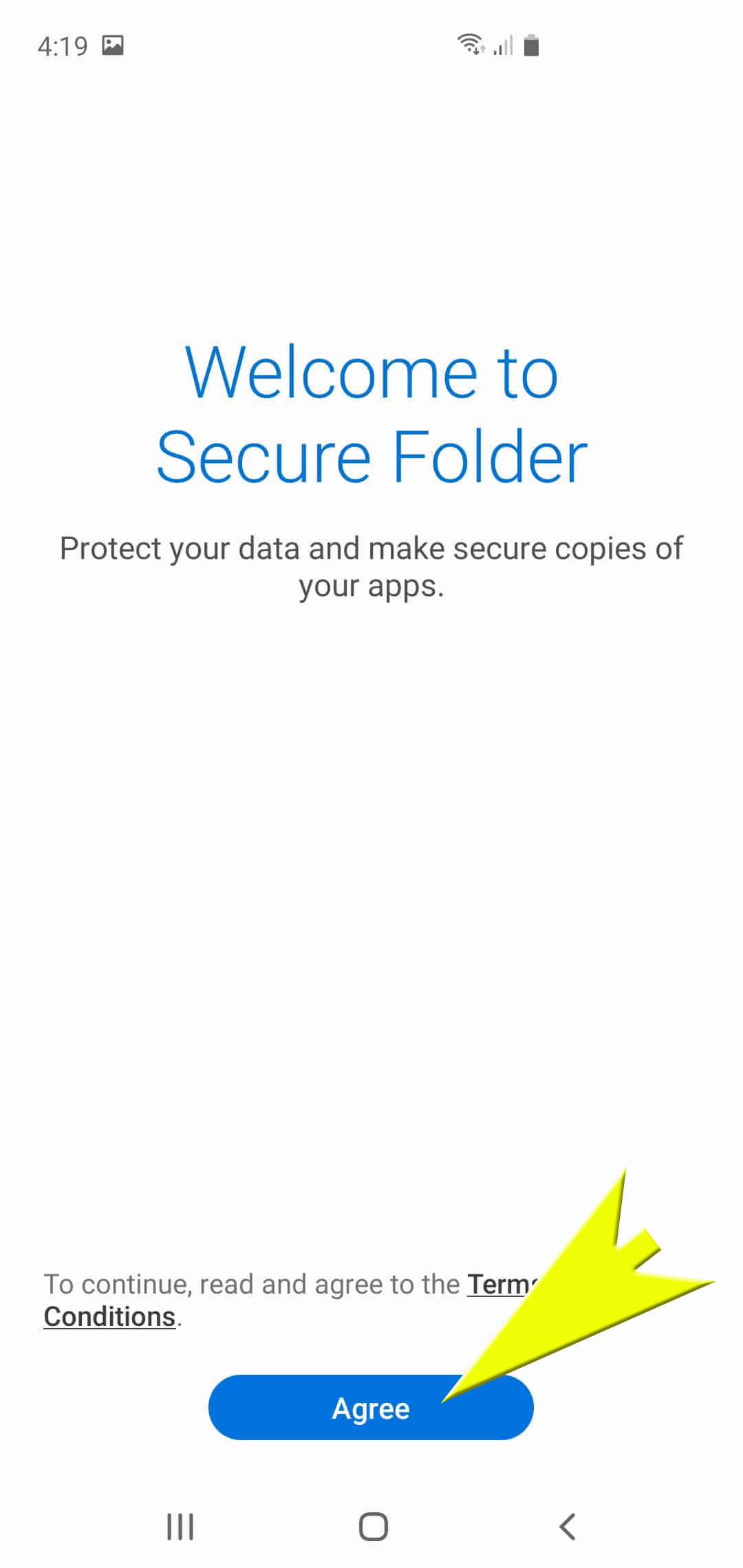 create a secure folder galaxy s20 - secure folder agree to terms and condition