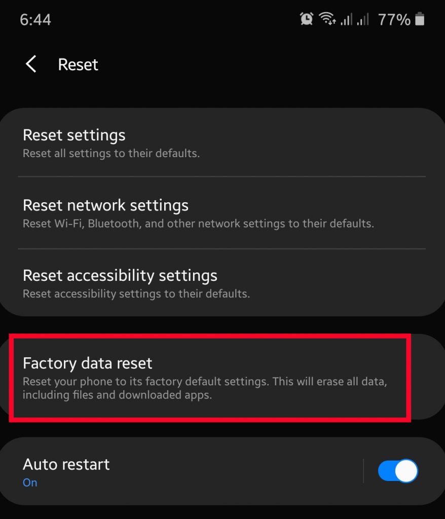 factory reset 1