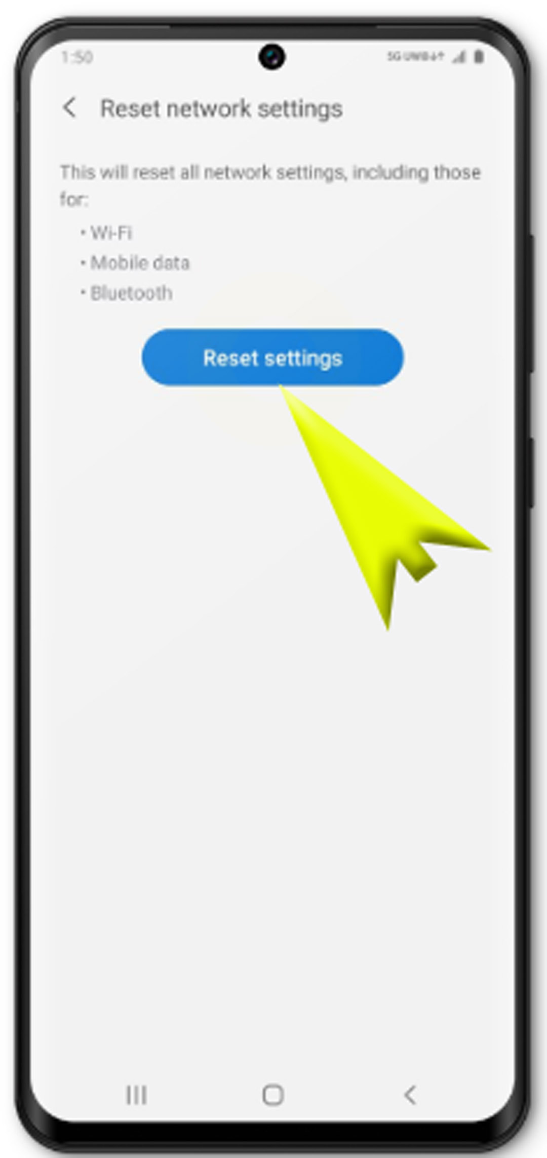 fix network problems on galaxy s20 - first reset button