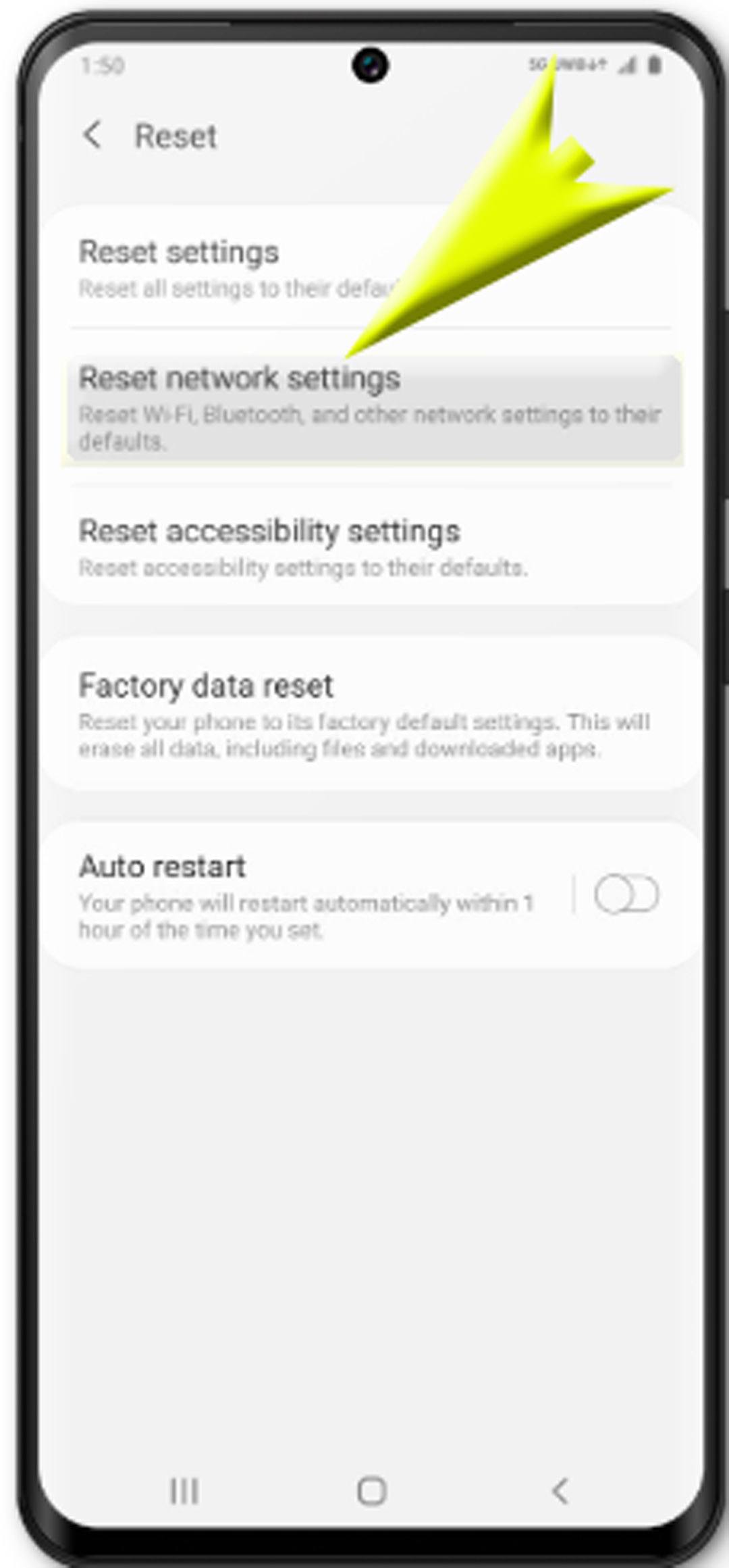 fix network problems on galaxy s20 - reset network settings