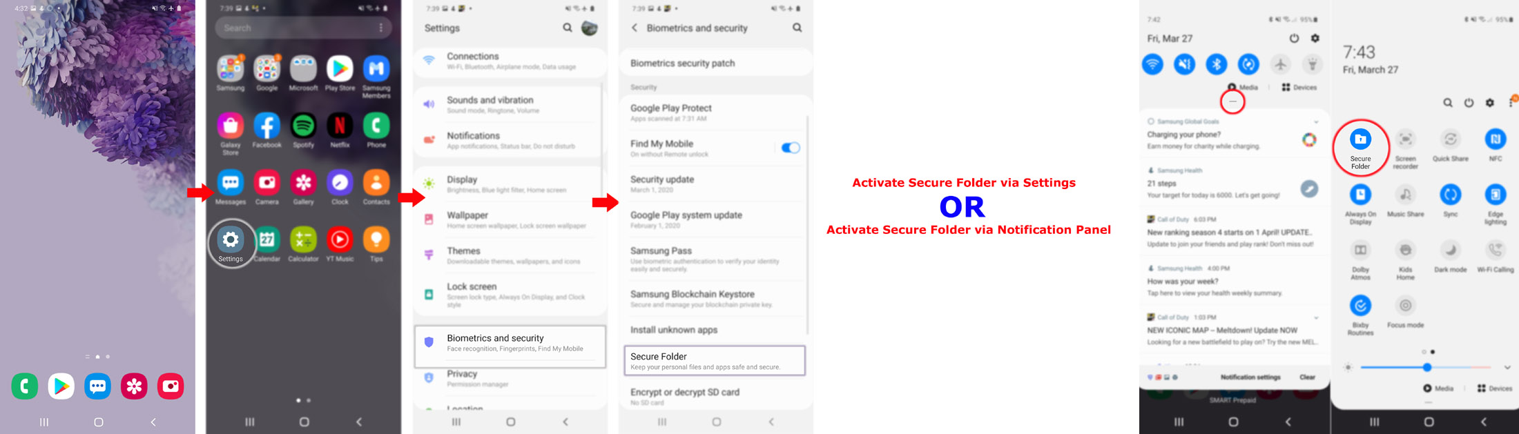 hide photos on galaxy s20 - activate security folder