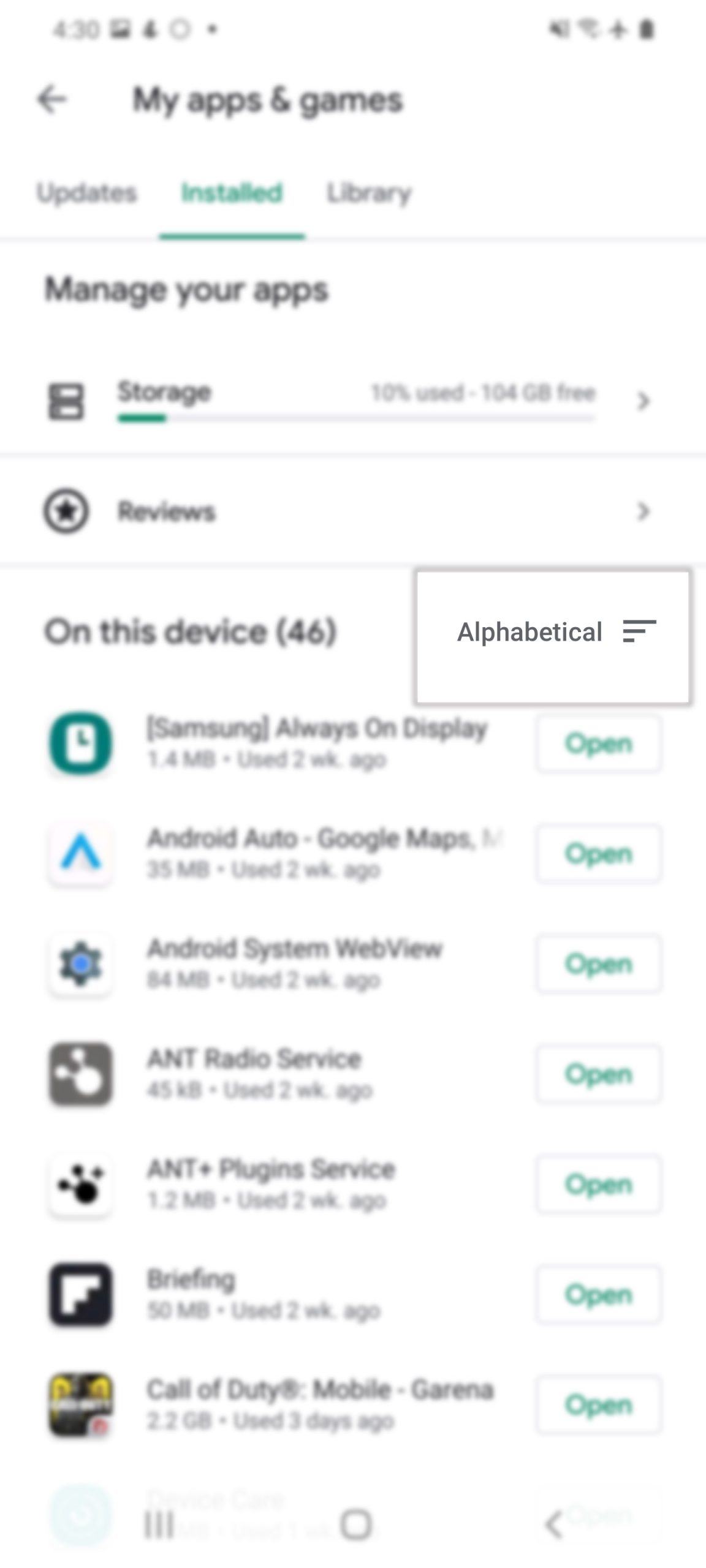 remove ad pop-ups and malware on galaxy s20 - alphabetical order