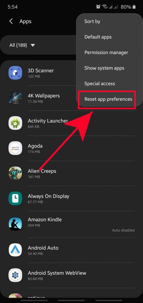 reset app preferences