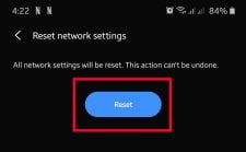 steps to reset network settings in Samsung