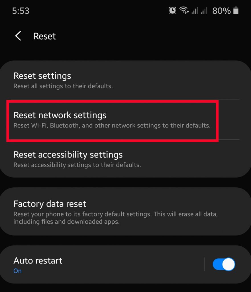 reset network settings 1