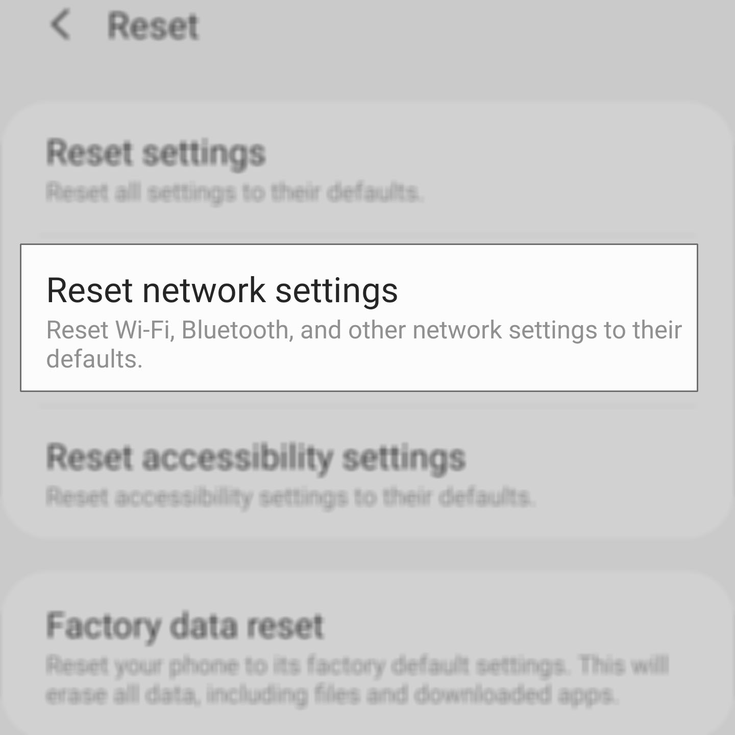 reset network settings