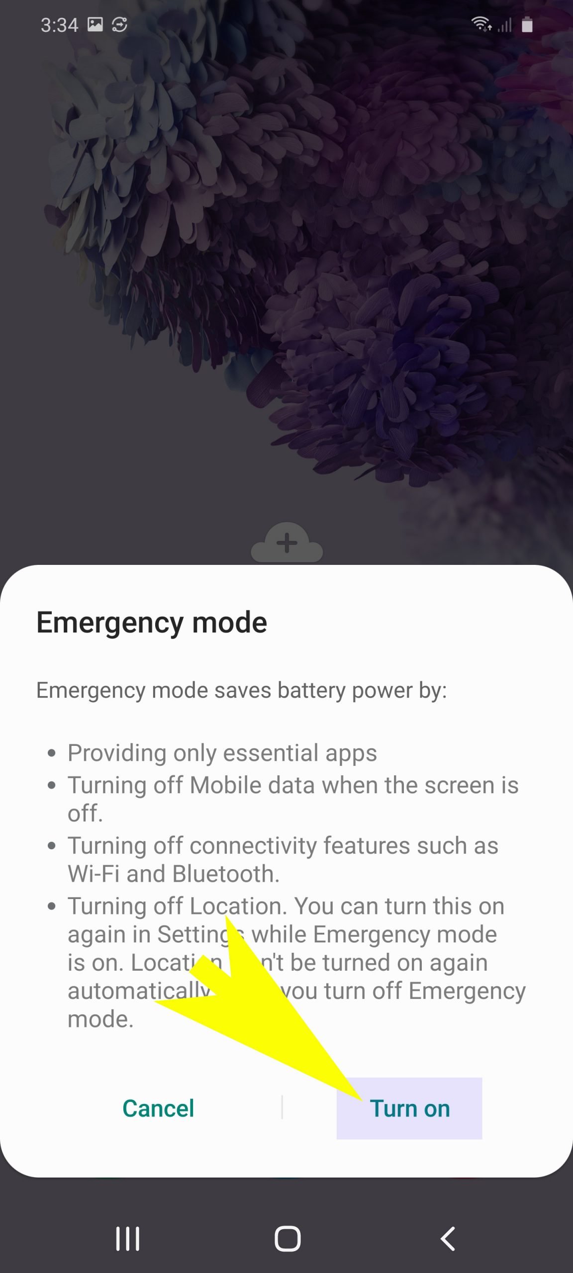 use power saving mode galaxy s20 - turn on emergency mode