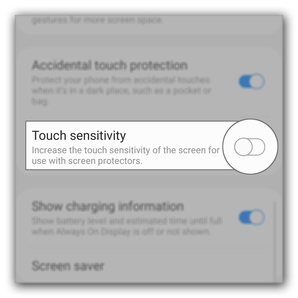 change galaxy s20 touchscreen sensitivity