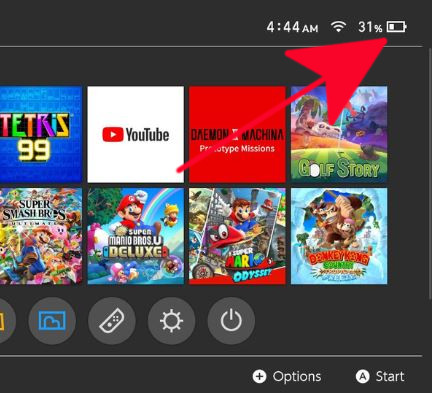 How to show Nintendo Switch Battery indicator
