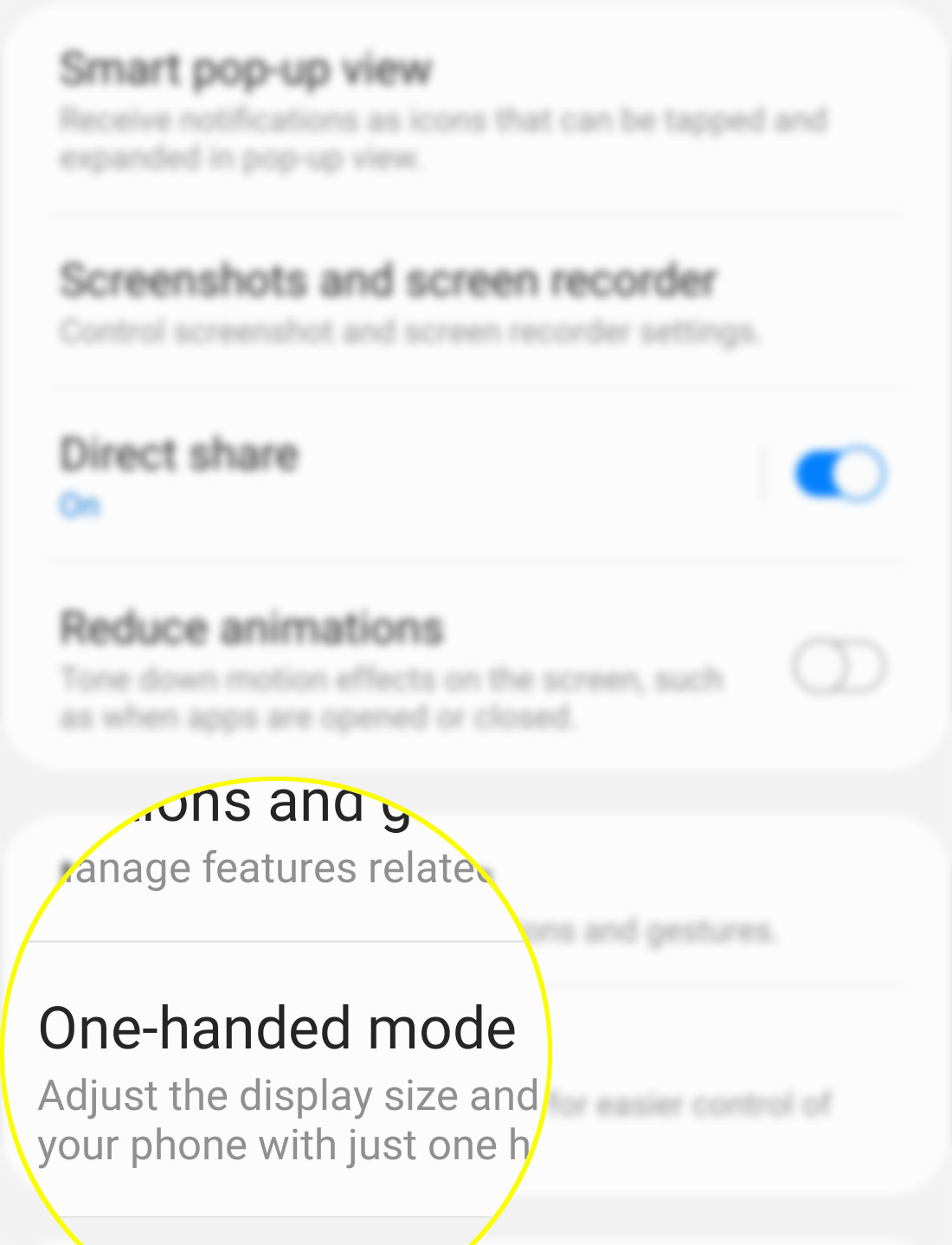 activate galaxy s20 one-handed mode - turn on switch