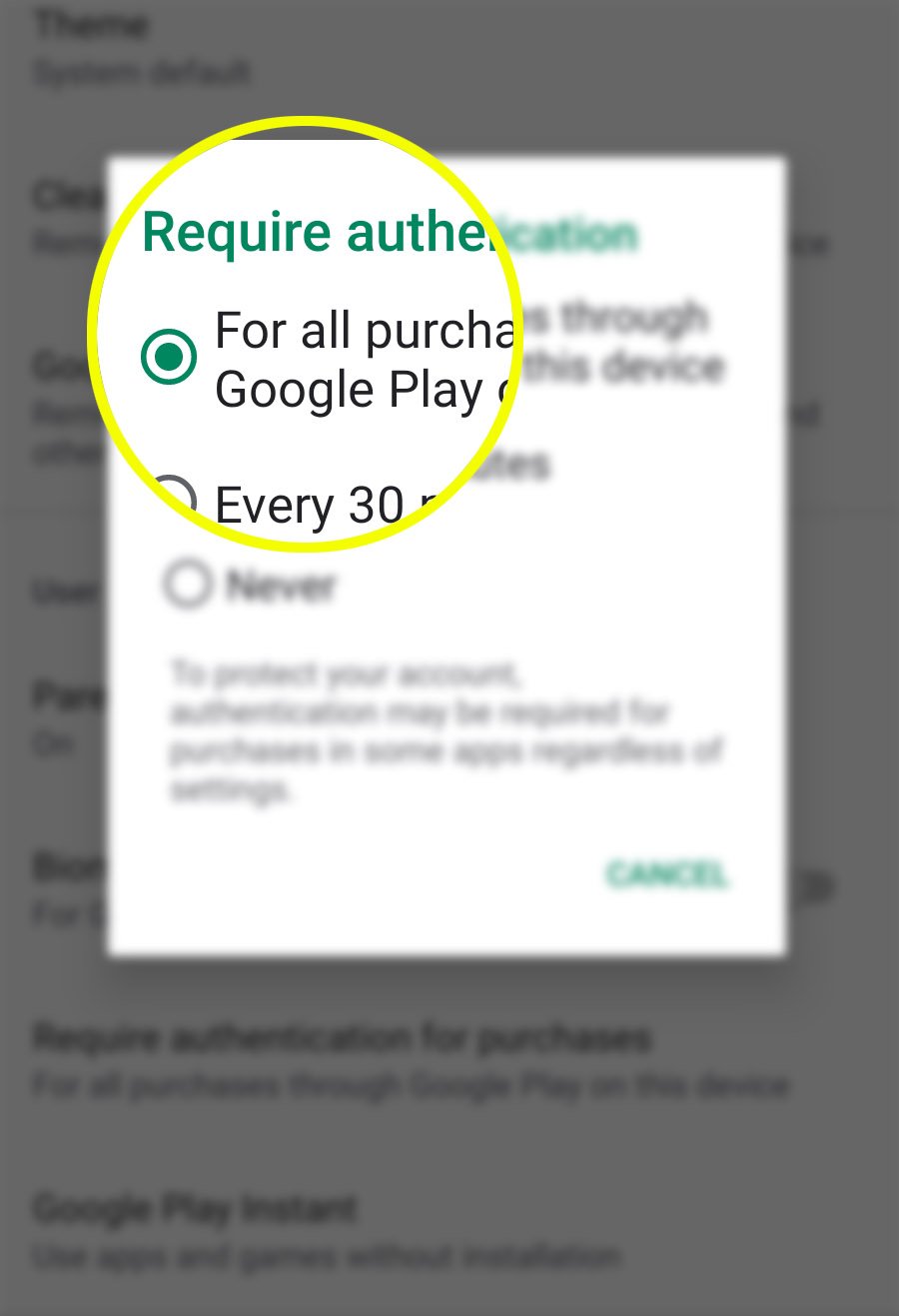 authenticate galaxy s20 play store purchases - enable authentication