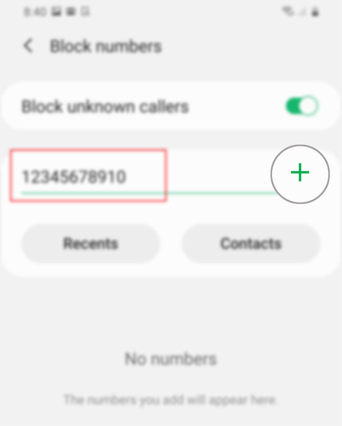 block-unblock phone number on galaxy s20- add phone number to block