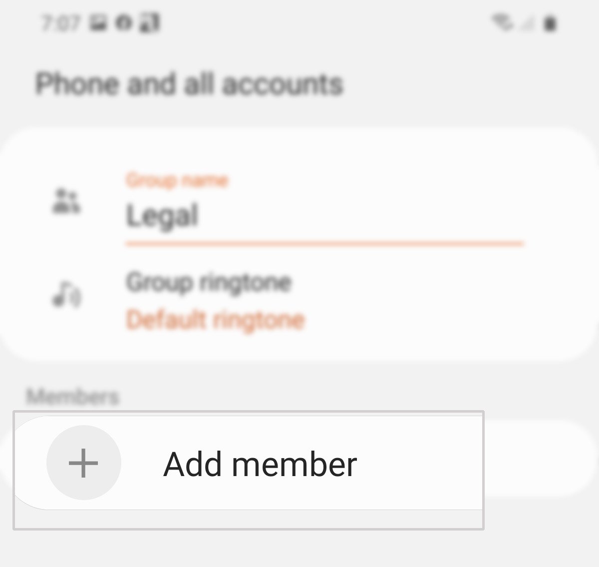 create a group contact on galaxy s20 - add member