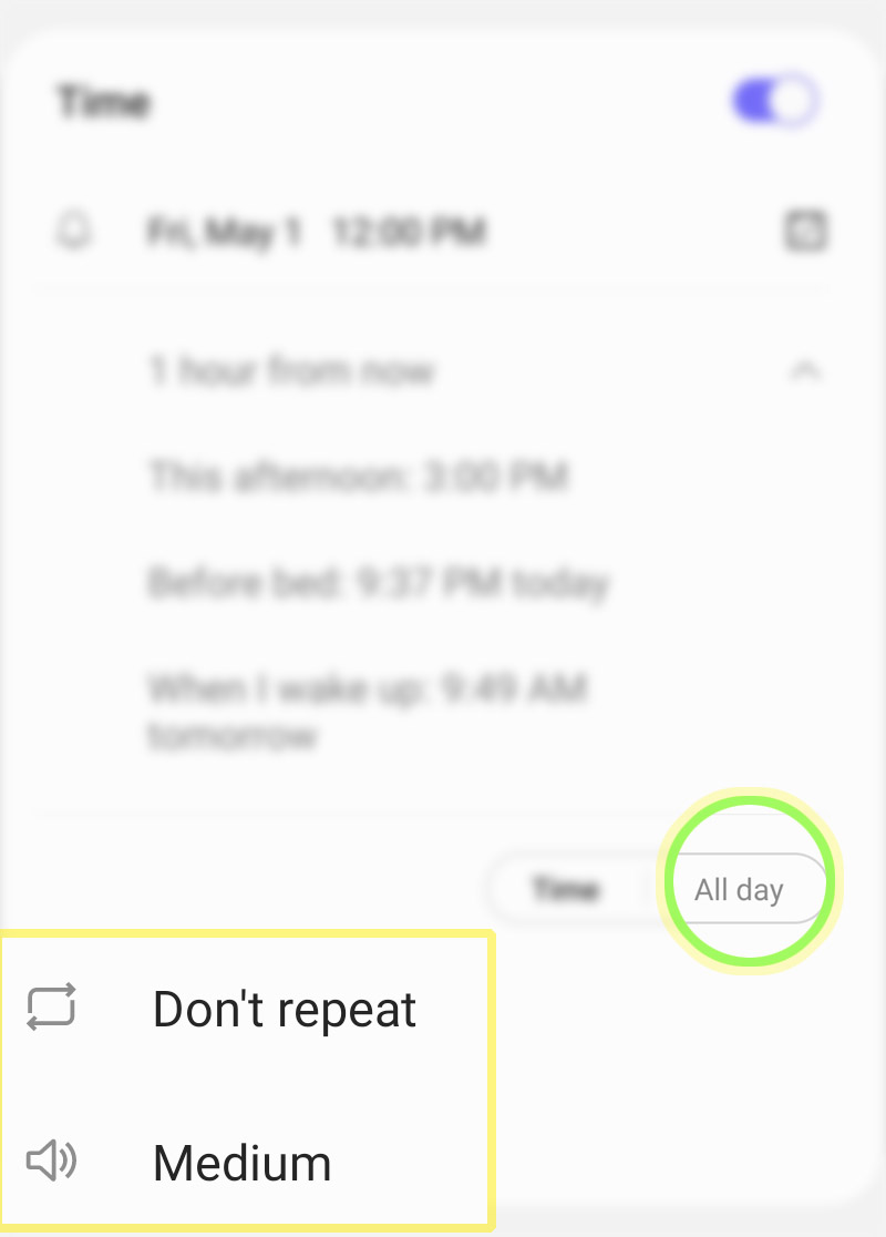 create a reminder with galaxy s20 calendar - time option