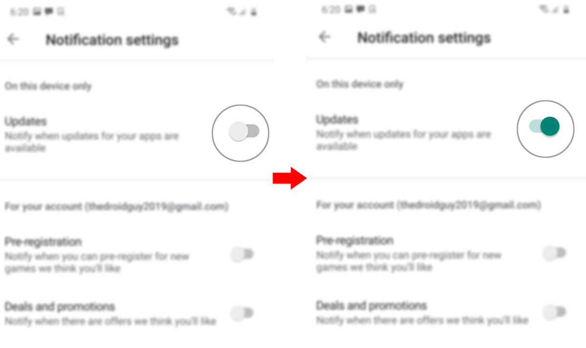 get app update notifications on galaxy s20 play store - notifications enabled