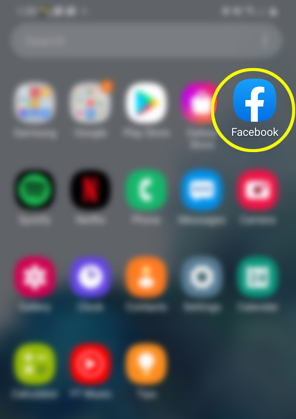 manage facebook language settings galaxy s20 - facebook icon