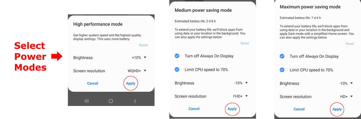 manage galaxy s20 battery and power usage - power modes